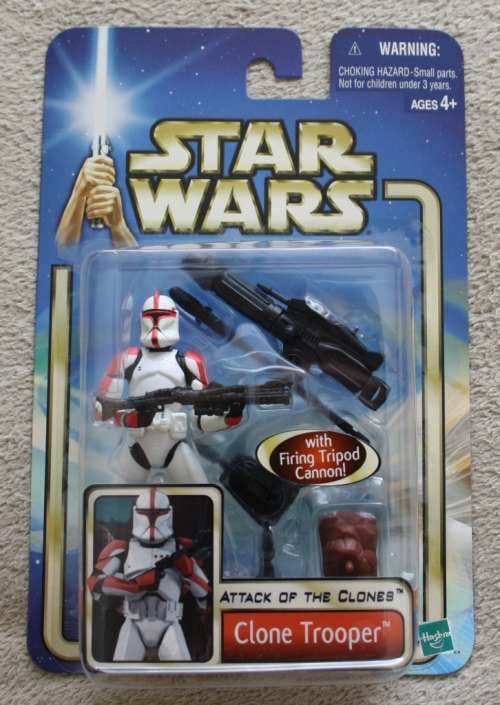 STAR WARS 3 3/4" (SAGA) - RED Clone Trooper with TRI-POD CANNON!!