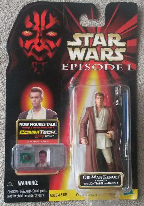 10% Off Sale! STAR WARS 3 3/4" Episode 1 - OBI-WAN KENOBI (Naboo Cloak) Comtech Chip