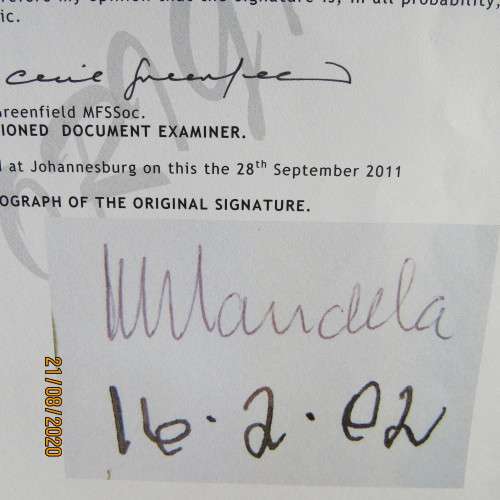 NELSON MANDELA SIGNED WITH SERT.