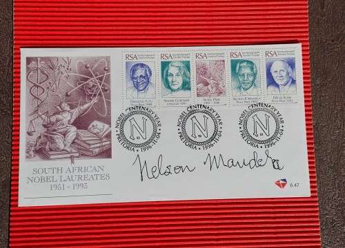 Nelson Mandela Hand Signed Nobel Prize & COA