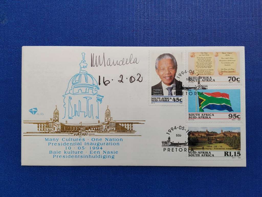 Genuine Nelson Mandela Signed / Dated Presidential Inauguration Cover + COA
