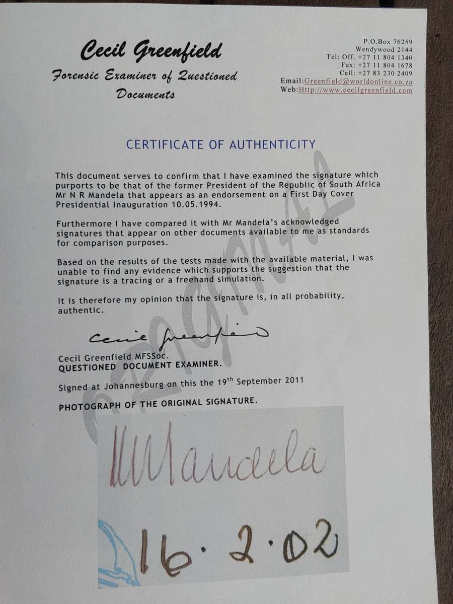 Genuine Nelson Mandela Signed / Dated Presidential Inauguration Cover + COA