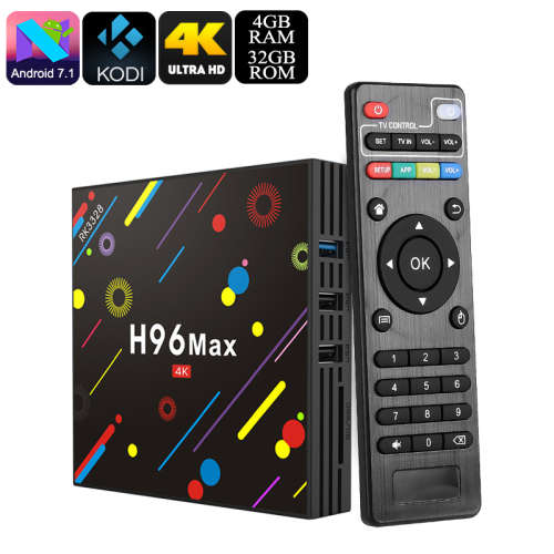 TV Box H96 MAX - 4GB RAM, Wi-Fi, Android 7.1, Quad-Core 64Bit CPU, KODI 18.0, Bluetooth 4.0, 32GB Me