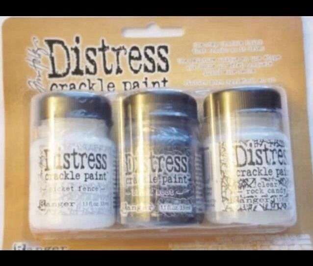 Tim Holtz Distress Crackle Paint Picket Fence, Black Soot, Clear Rock Candy Less 10%