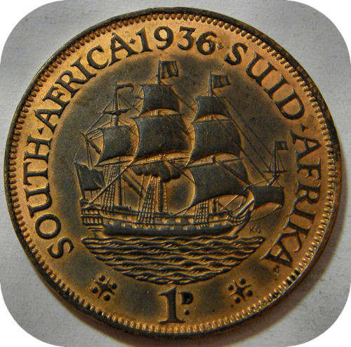 Top Grade SA Union:  Lustrous RED 1936 Penny in A/UNC!!