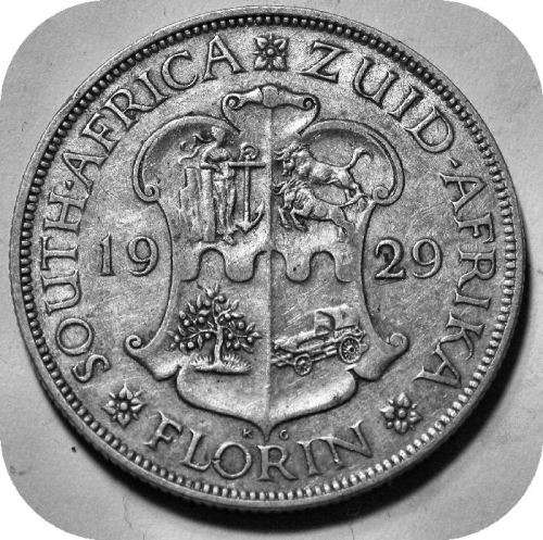 Rare SA Union: 1929 Florin in great condition.  Should grade at NGC.