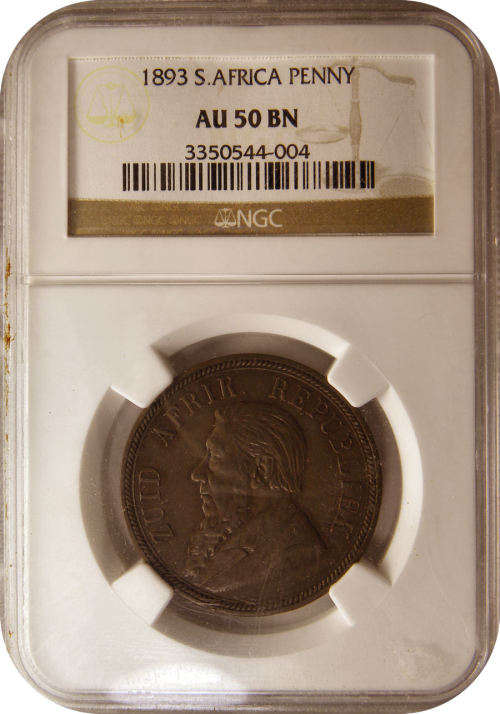 The RARE 1893 Penny in brown NGC AU50!   Top Grade gem for R1...