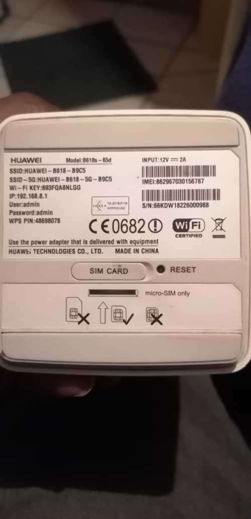 Huawei B618-B9C5 Wireless Router, 4G, 5G, USB, LAN, Tel, DIV, Main, Charger, Price Worth R3000