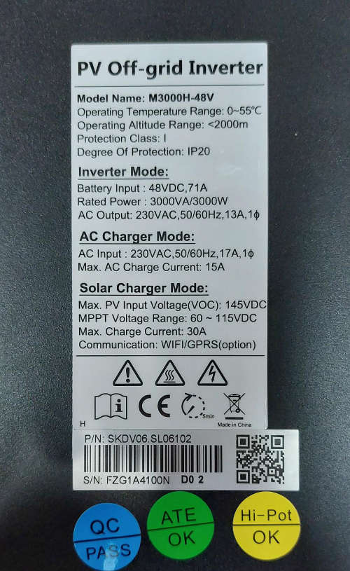 Solarway 3000VA/3KVA 48V Hybrid Solar Off-grid Grid-tied Pure Sine Wave Inverter