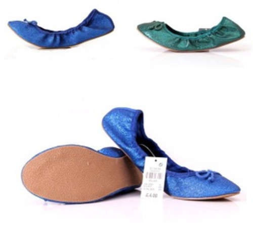 Limited Stock! Glitter Flat Pump with Bow in Blue / Green size 3-7