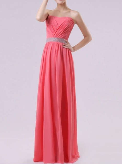 Crazy Sale ! Strapless Chiffon Formal / Bridesmaids / Evening / Matric Dance Dress