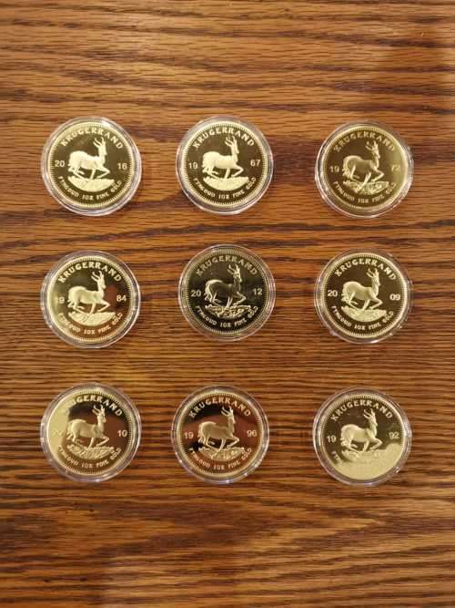 COMMEMORATIVE KRUGERRAND COIN SET - CONSISTS OF 9 COINS