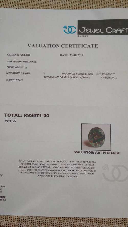 **** 11.88ct ~ Round cut,  Blue / Green Moissanite