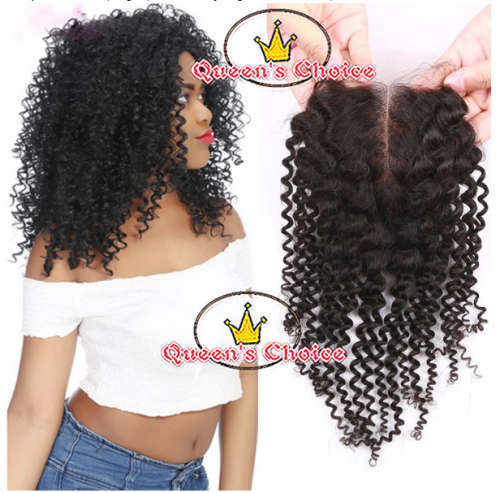 BLACK FRI SALE QUEEN'S CHOICE SLIVER LABEL 4"X4"CLOSURE-KINKY CURLY