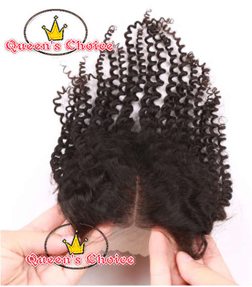 BLACK FRI SALE QUEEN'S CHOICE SLIVER LABEL 4"X4"CLOSURE-KINKY CURLY