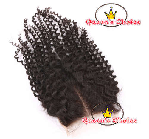 BLACK FRI SALE QUEEN'S CHOICE SLIVER LABEL 4"X4"CLOSURE-KINKY CURLY