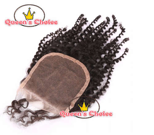BLACK FRI SALE QUEEN'S CHOICE SLIVER LABEL 4"X4"CLOSURE-KINKY CURLY