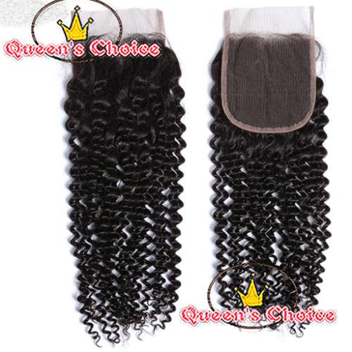 BLACK FRI SALE QUEEN'S CHOICE SLIVER LABEL 4"X4"CLOSURE-KINKY CURLY