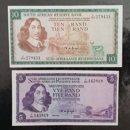 Scarce Missprint T W De Jongh 3rd Issue R10 and R5 -see discription