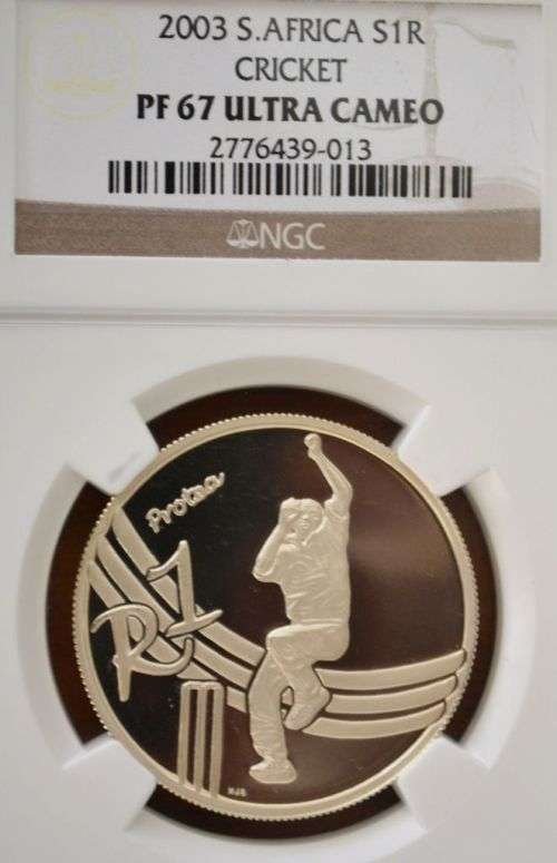 2003 South Africa R1 silver CRICKET PF67 ULTRA CAMEO