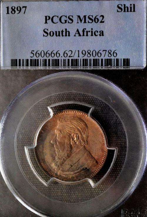 1897 ZAR one shilling PCGS graded MS62