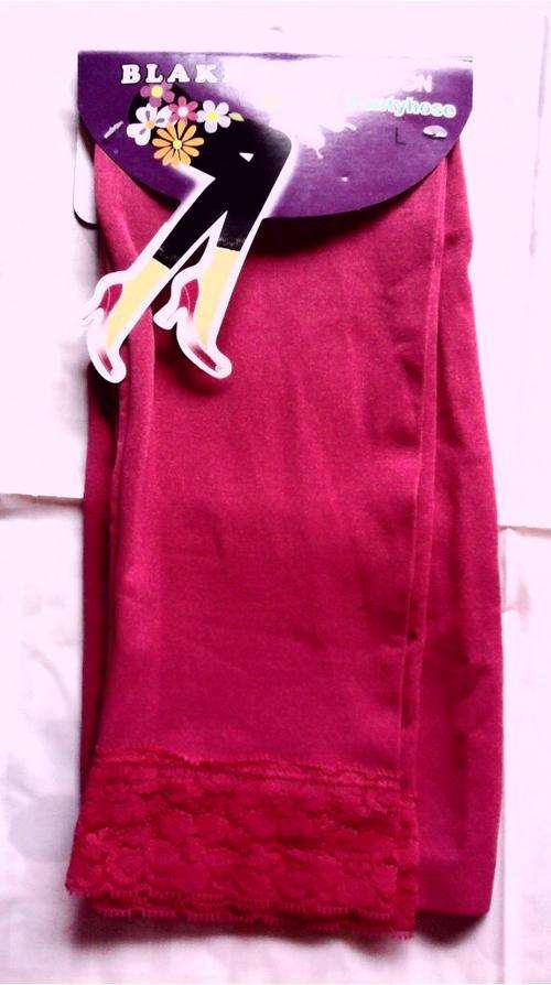 STRETCH LEGGINGS WITH LACE BOTTOM, FUSHIA, SIZE L