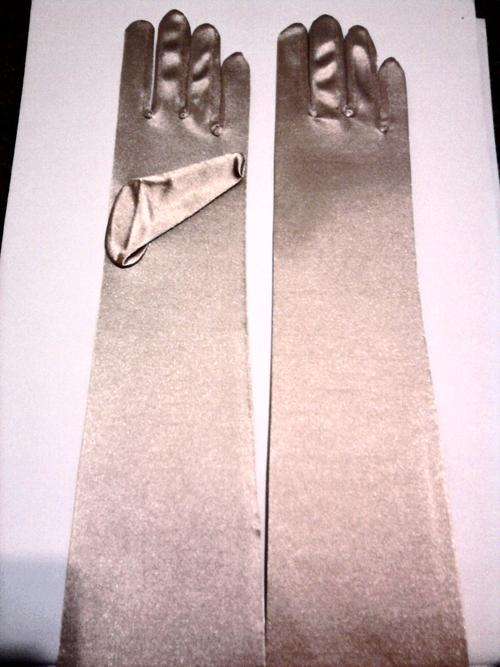 LONG SATIN WEDDING GLOVES,GOLD