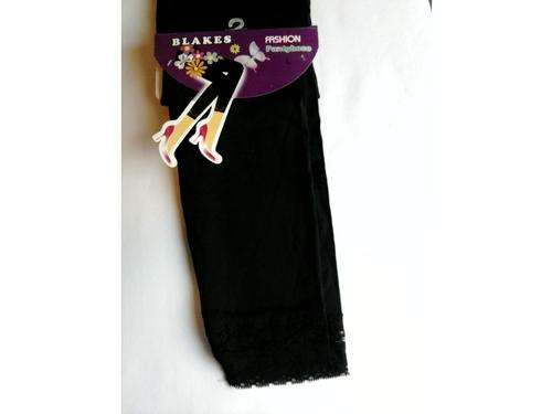 STRETCH LEGGINGS WITH LACE BOTTOM,BLACK , SIZE L