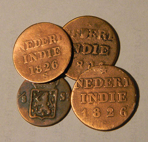 4 VOC coins (Neder Indie)