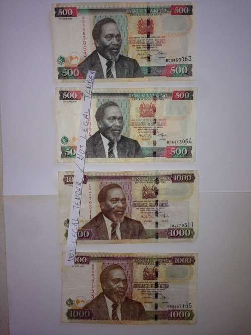 Kenya Mzee J. Kenyatta lot of 7 notes. Condition as shown. Bid per lot.