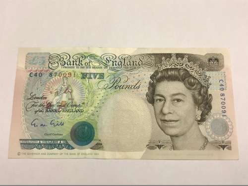 Bank of England, Five Pounds, Governor: Gill, C40 870091, Estimated as EF, Please grade self