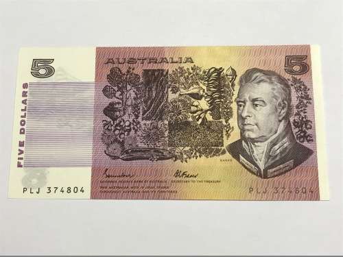 Australian 5 Dollar, PLJ 374804, Estimated as UNC, Please grade self.
