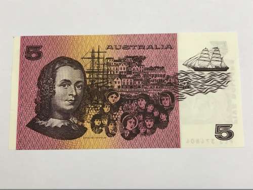 Australian 5 Dollar, PLJ 374804, Estimated as UNC, Please grade self.