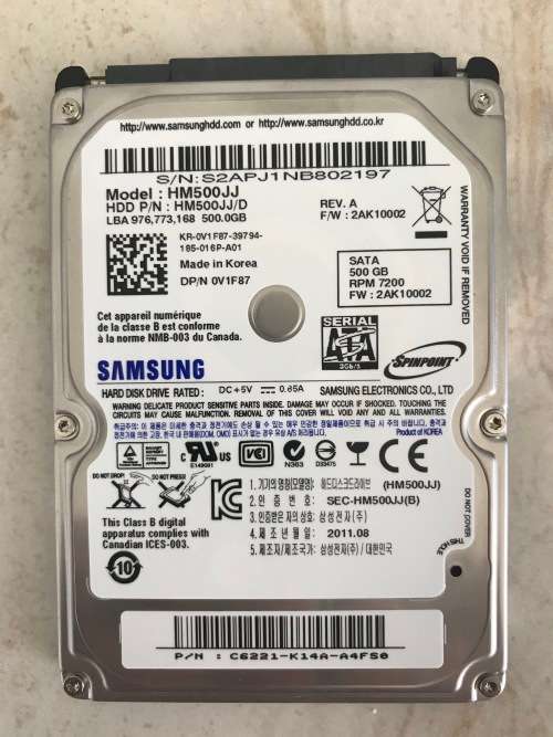 Samsung 500GB 2.5 inch HDD