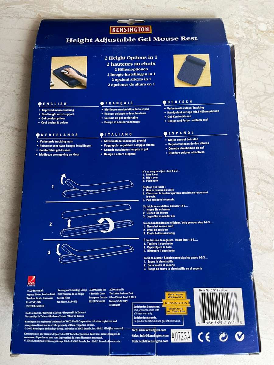 Kensington Height Adjustable Gel Mouse Pad Black