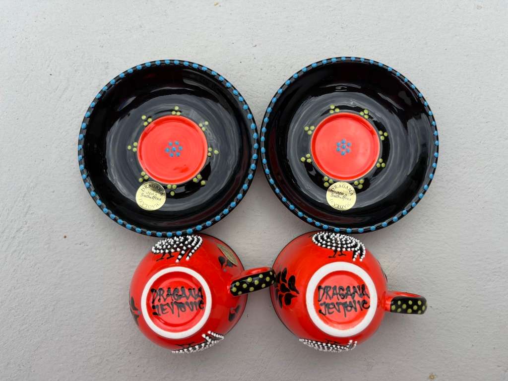 Dragana Jevtovic  Royal African Espresso Cup and Saucer set of 2   Valued at R2,400 !!!