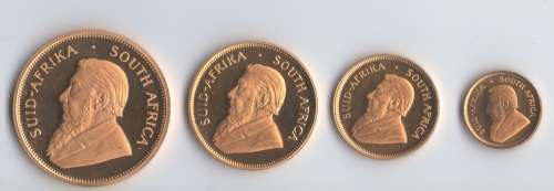 1982 4 Coin Proof Kruger Rand set. 1, 1/2, 1/4, 1/10 ounce