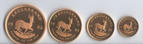 1982 4 Coin Proof Kruger Rand set. 1, 1/2, 1/4, 1/10 ounce