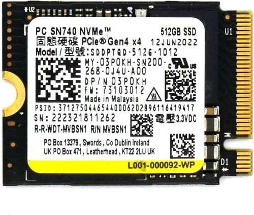 Western Digital SN740 256gb PCIe Gen4 x4 NVME SSD - 100% health