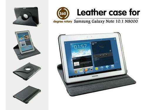Black - 360 Rotation Leather Case Cover Folio for Galaxy Note 10.1 GT - N8000