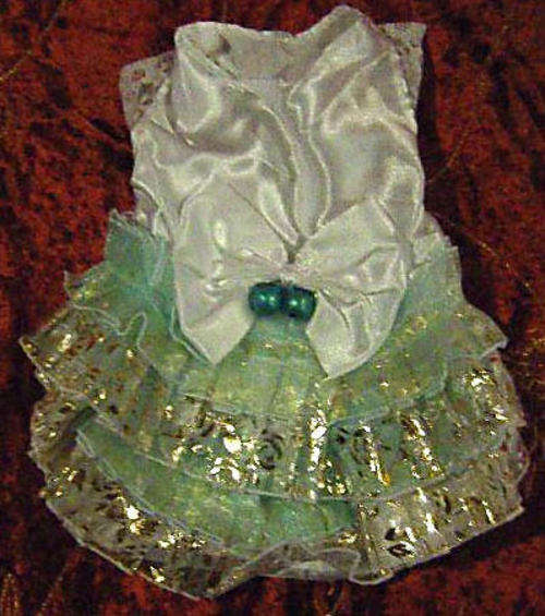 Stunner - Dog Fancy Dress - Blue/White/Gold/X-Small with Tiny Bells and White Bow