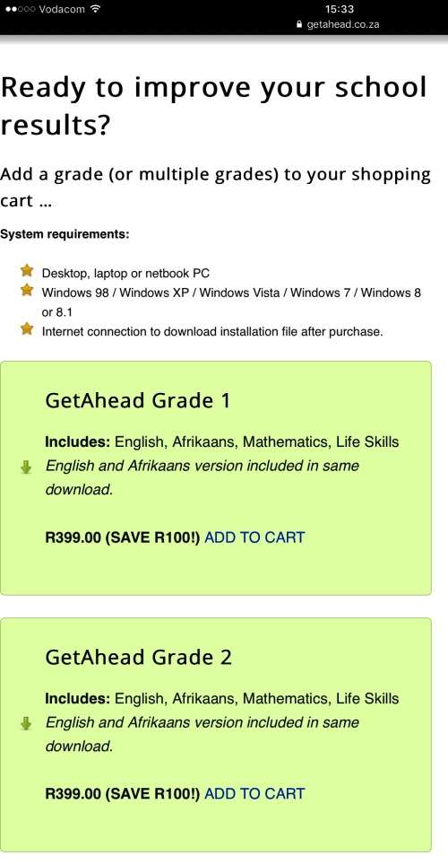 GetAhead Primary School Revision Grades 1-7 CD's