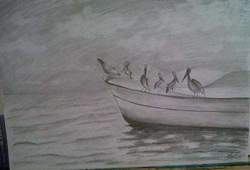 Boat with Pelicans