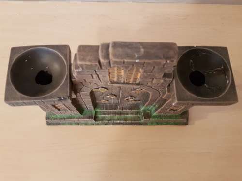 DHM Hand Painted Ceramic Castle Door Functional Art Candle Stand Sculpture