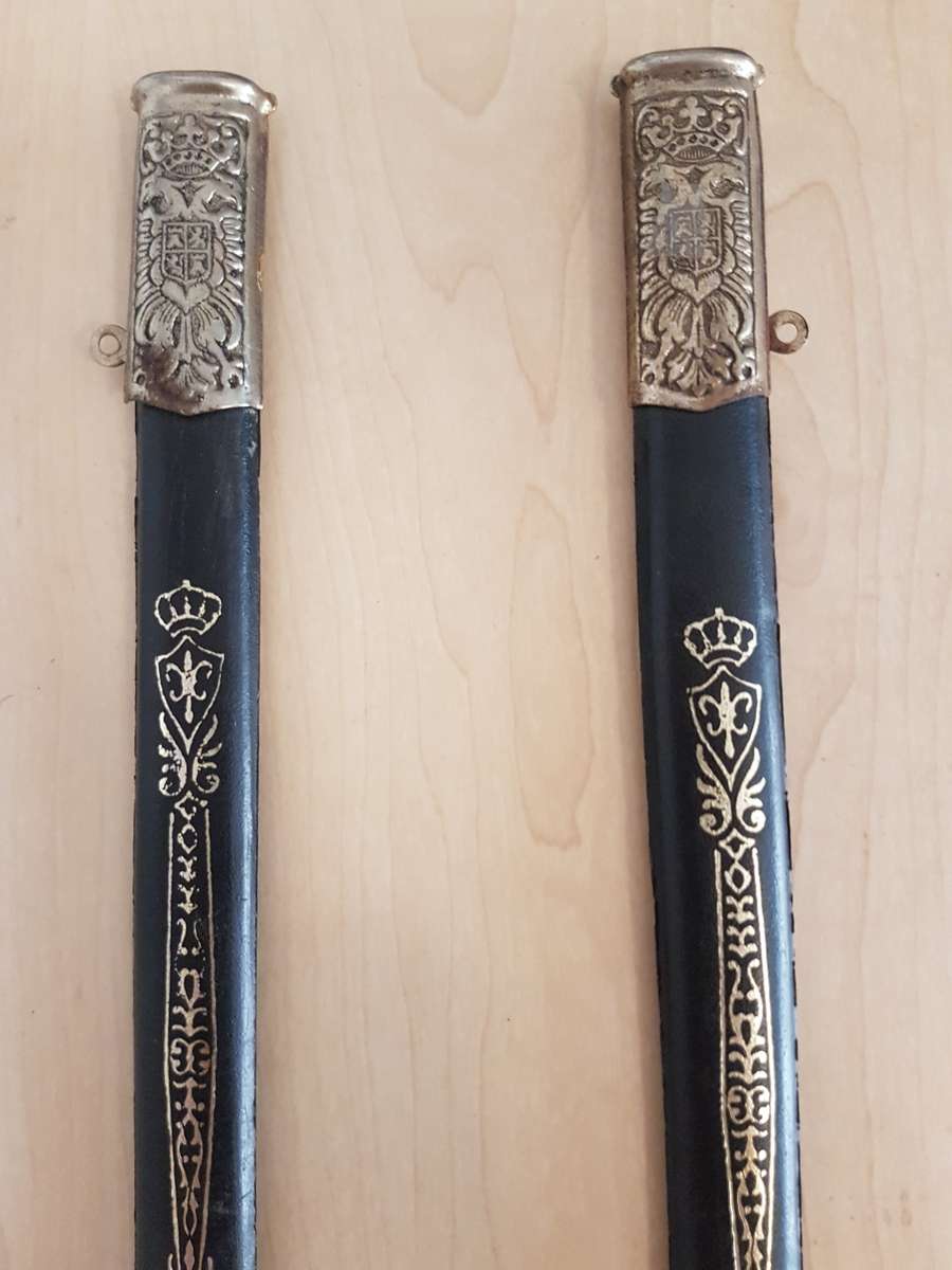 Pair of Patentado Ryc Spanish Decorative Display Swords with Scabbards (Length 50cm)