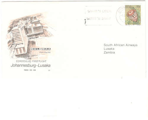 2 Flightcovers - Johannesburg to Lusaka AND Paris to Mauritius (25th Anniversary)