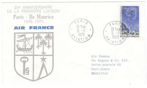 2 Flightcovers - Johannesburg to Lusaka AND Paris to Mauritius (25th Anniversary)