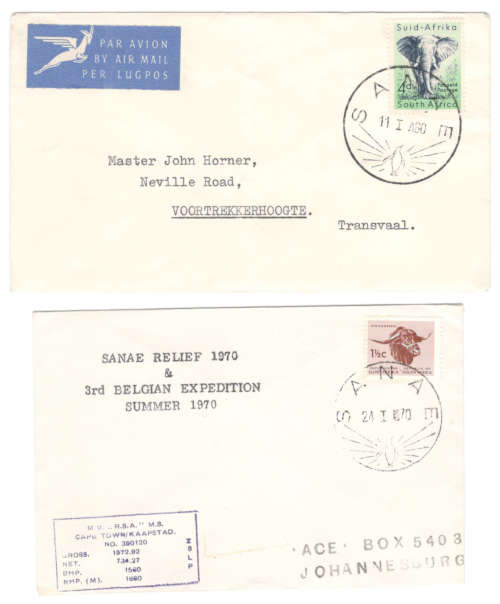 First Marion Island  cancel 1958! and 1970 and SANAE Relief 1960 and 1970 - 4 covers