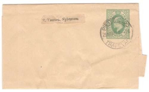5 x scarce newspaper wrappers to renowned philatelist / dealer Emil Tamsen in Nylstroom