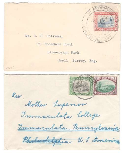 2 x South West Africa covers - one with scarce Swakopmund Health Resort cancel